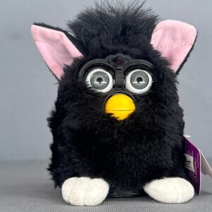 VTG Furby 1998 Tiger Electronics Model 70-800 Black White Pink Tag Box Works
